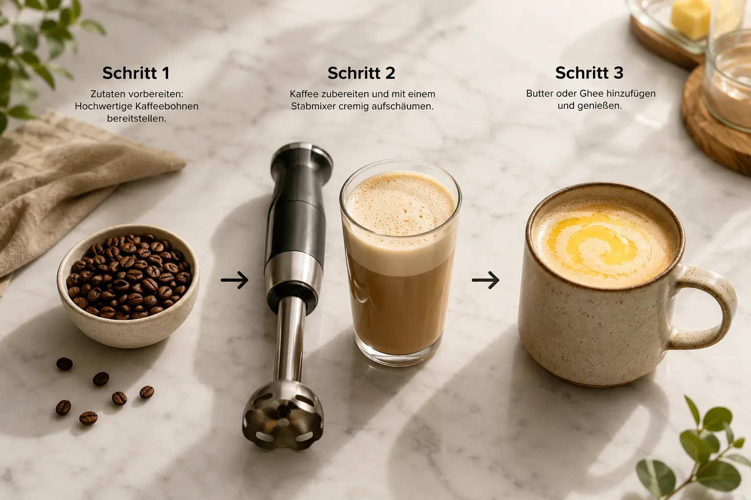 Der perfekte Bulletproof Coffee: Energieboost ohne Blutzuckerspitze 3 Bulletproof Coffee Kalorien und Makronährstoffe