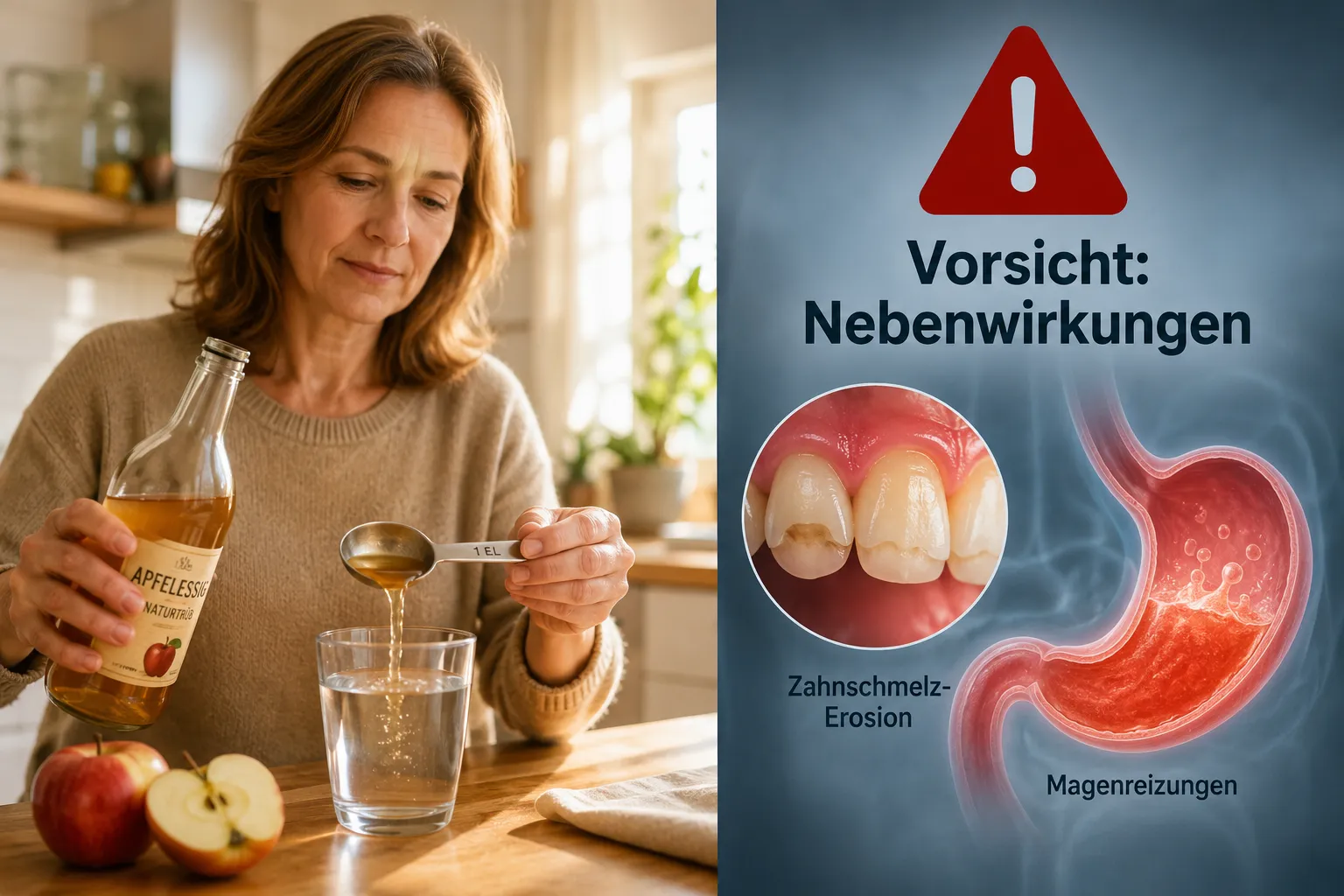 Apfelessig vor dem Essen: Was bringt der Trend wirklich für den Blutzucker? 3 Kann Apfelessig Zähne oder Magen schädigen?
