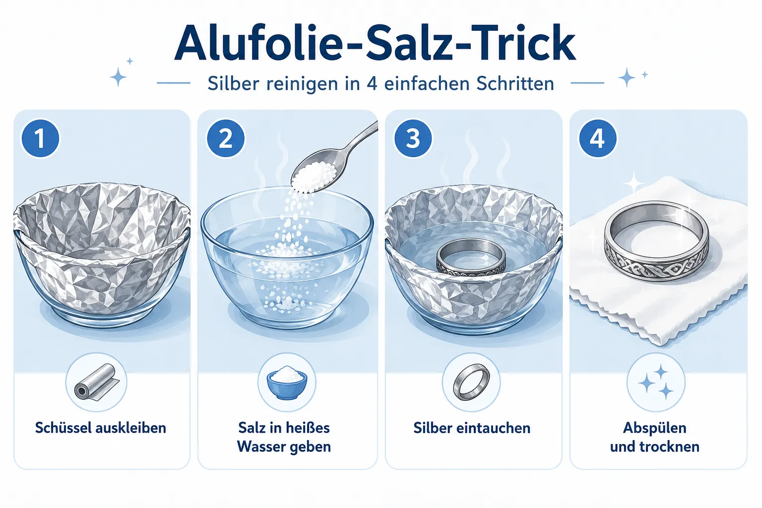 Kann man alle Silberarten mit dem Alufolie-Salz-Trick reinigen?