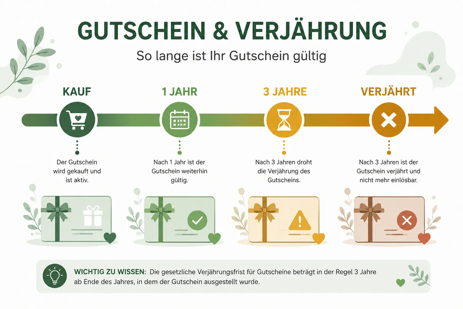 Wann verfällt ein Geschenkgutschein wirklich und welche Ausnahmen gelten? 2 Key Takeaways
