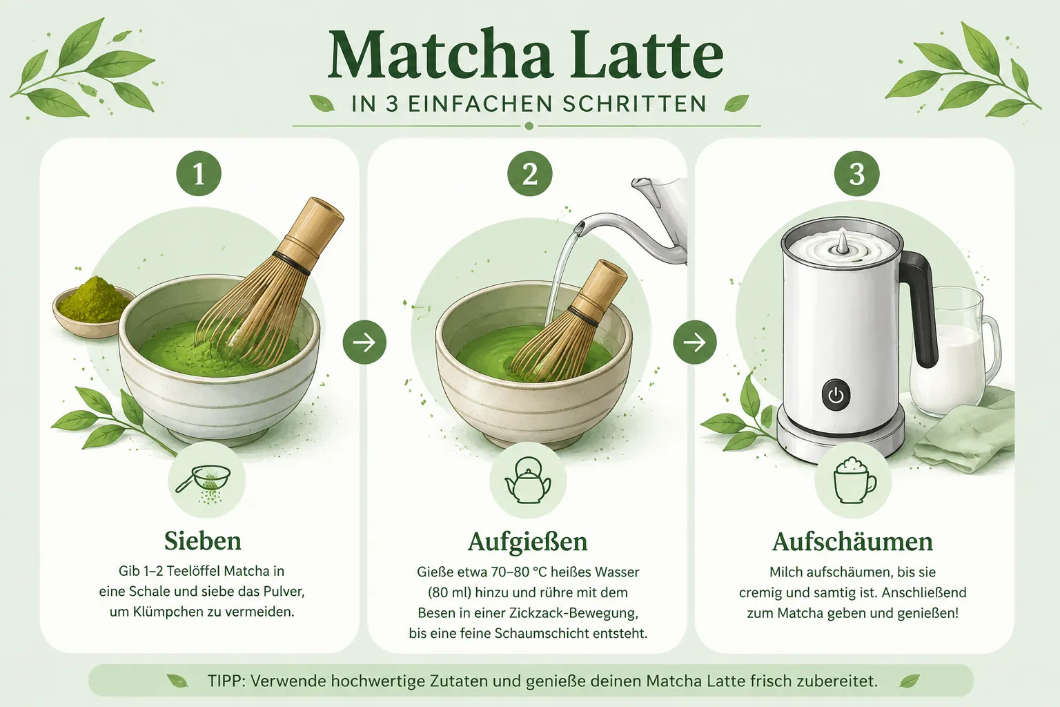 Matcha-Latte richtig zubereiten: Schritt für Schritt