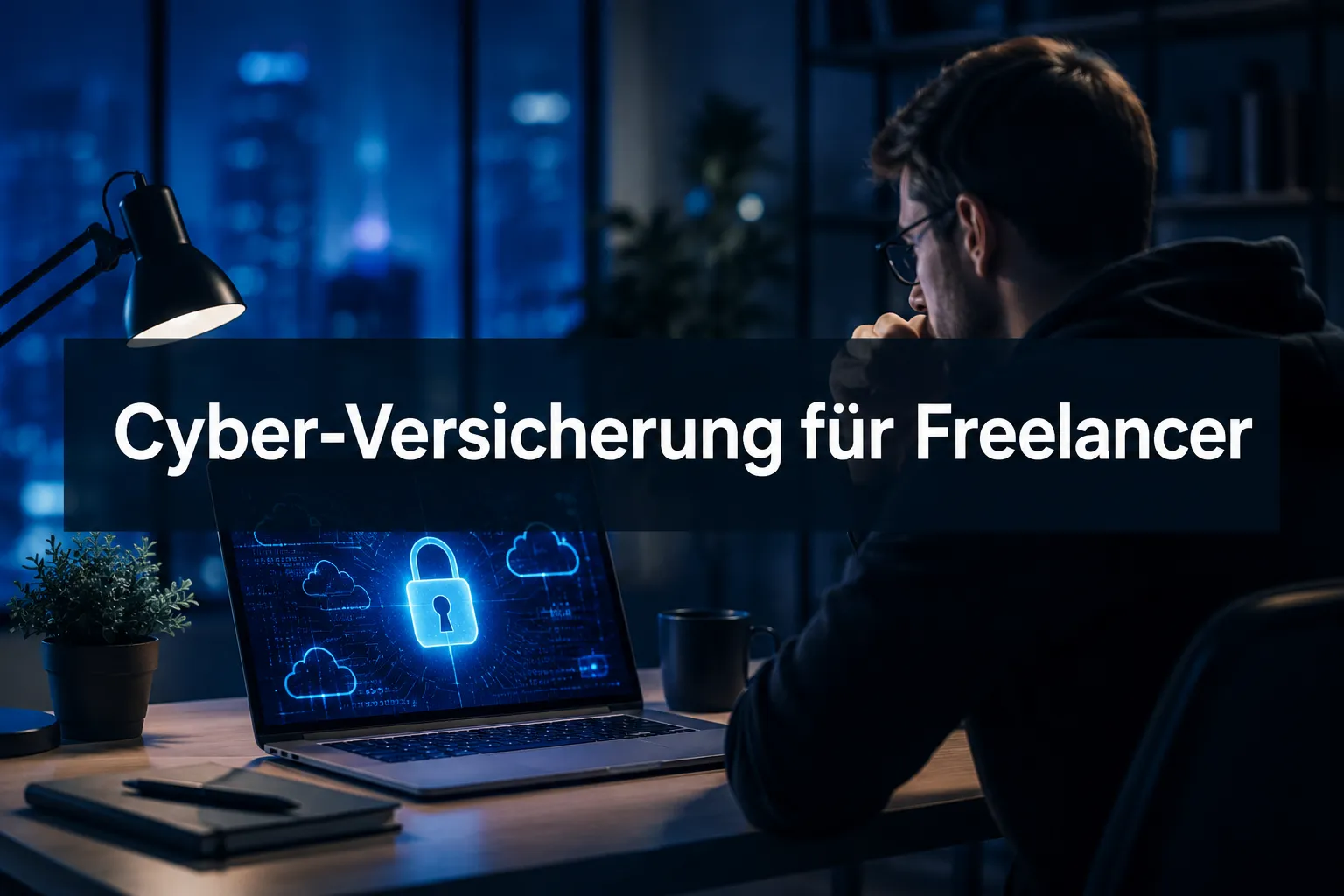 Cyber-Versicherungen für Solo-Freelancer: Welche Policen du bei Cloud-Lösungen wirklich brauchst 1 Professional () hero image with (≤42 chars): 'Cyber-Versicherung für Freelancer' in crisp white centered on a dark