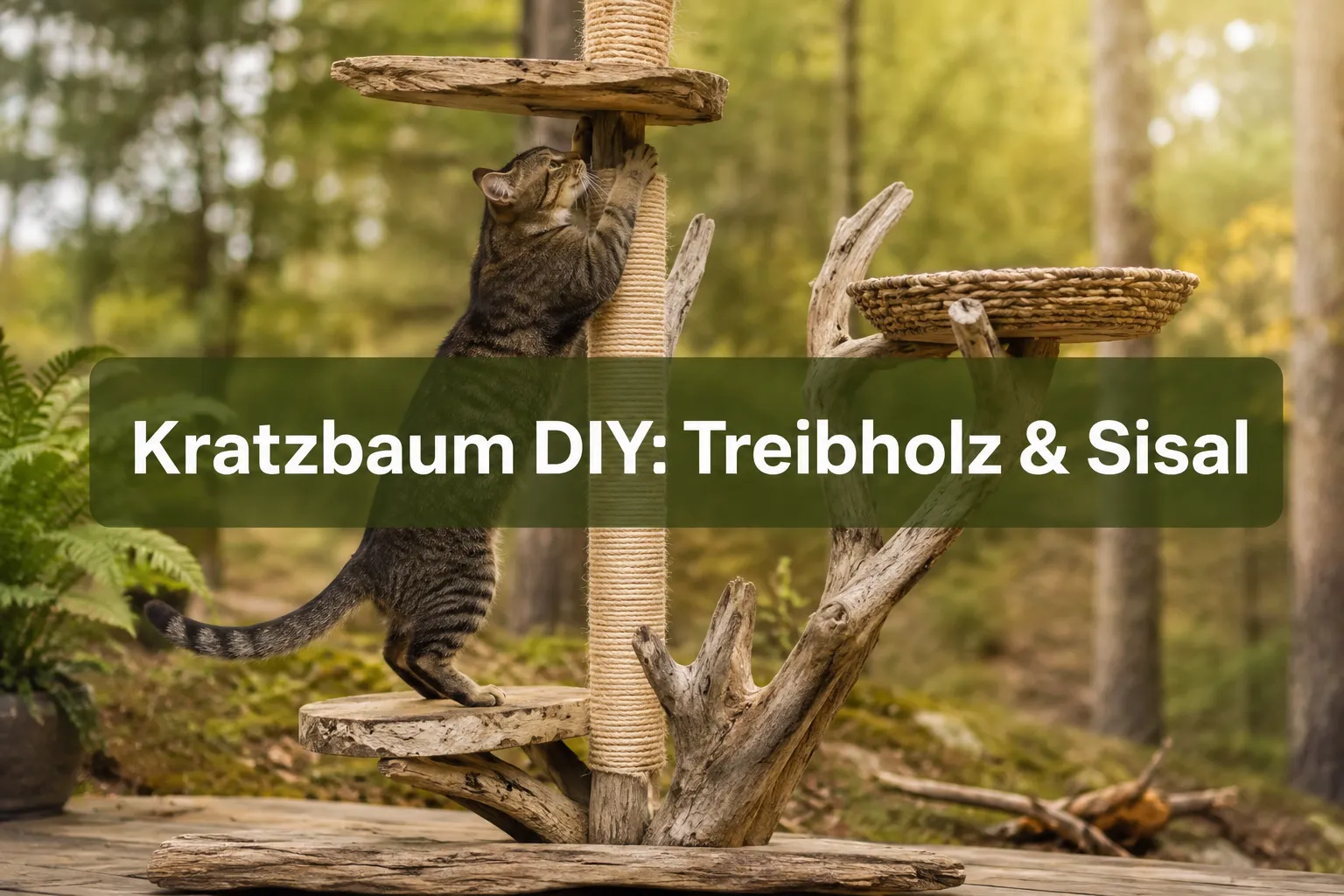 Katzen-Kratzbaum DIY: Nachhaltiges Klettergerüst aus Treibholz und Sisal 1 Professional () hero image with (≤42 chars): 'Kratzbaum DIY: Treibholz & Sisal' in crisp white on a semi-transparent dark