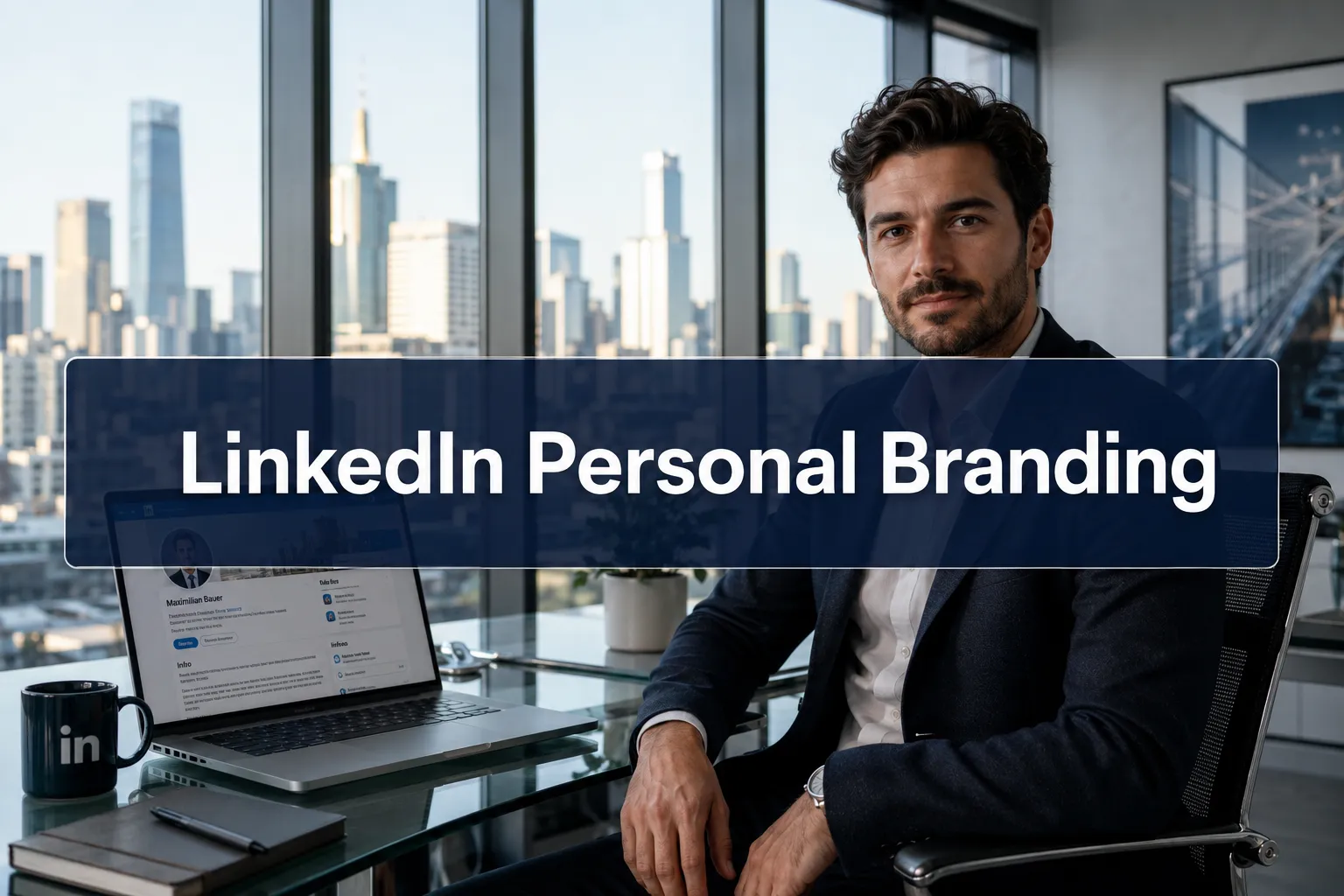 Professional () hero image with (≤42 chars): 'LinkedIn Personal Branding' in crisp white on a deep navy semi-transparent