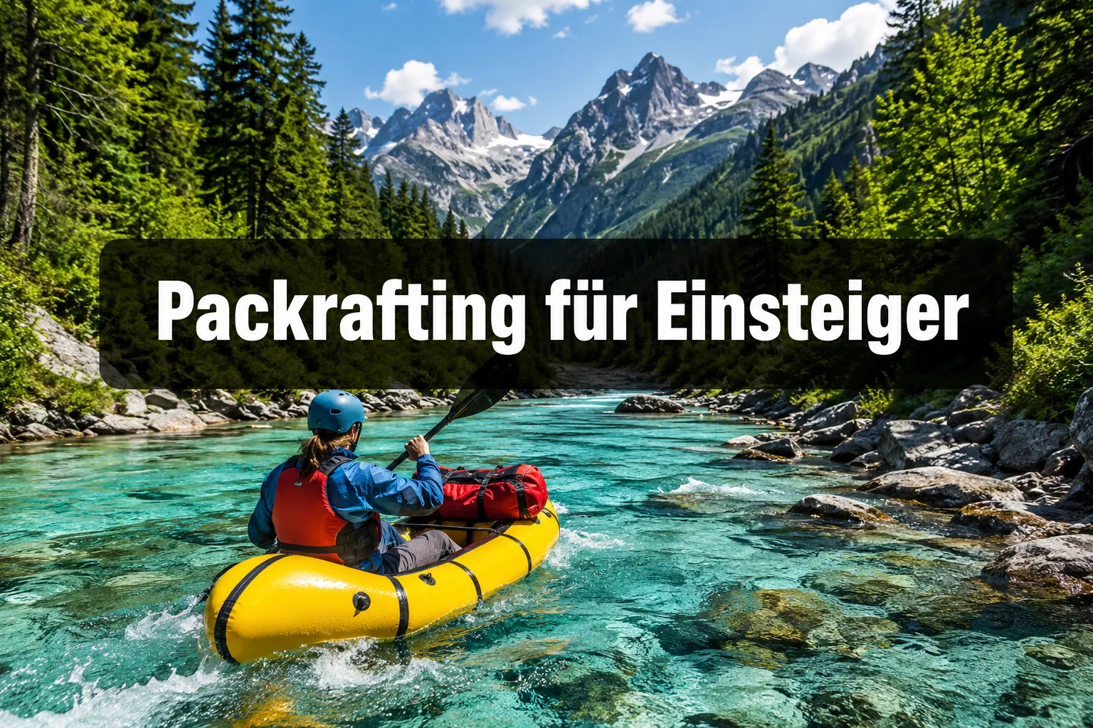 Packrafting für Einsteiger: Kombination aus Trekking und Wildwasser-Kajak 1 Professional () hero image with (≤42 chars): 'Packrafting für Einsteiger' in crisp white on a semi-transparent dark panel,