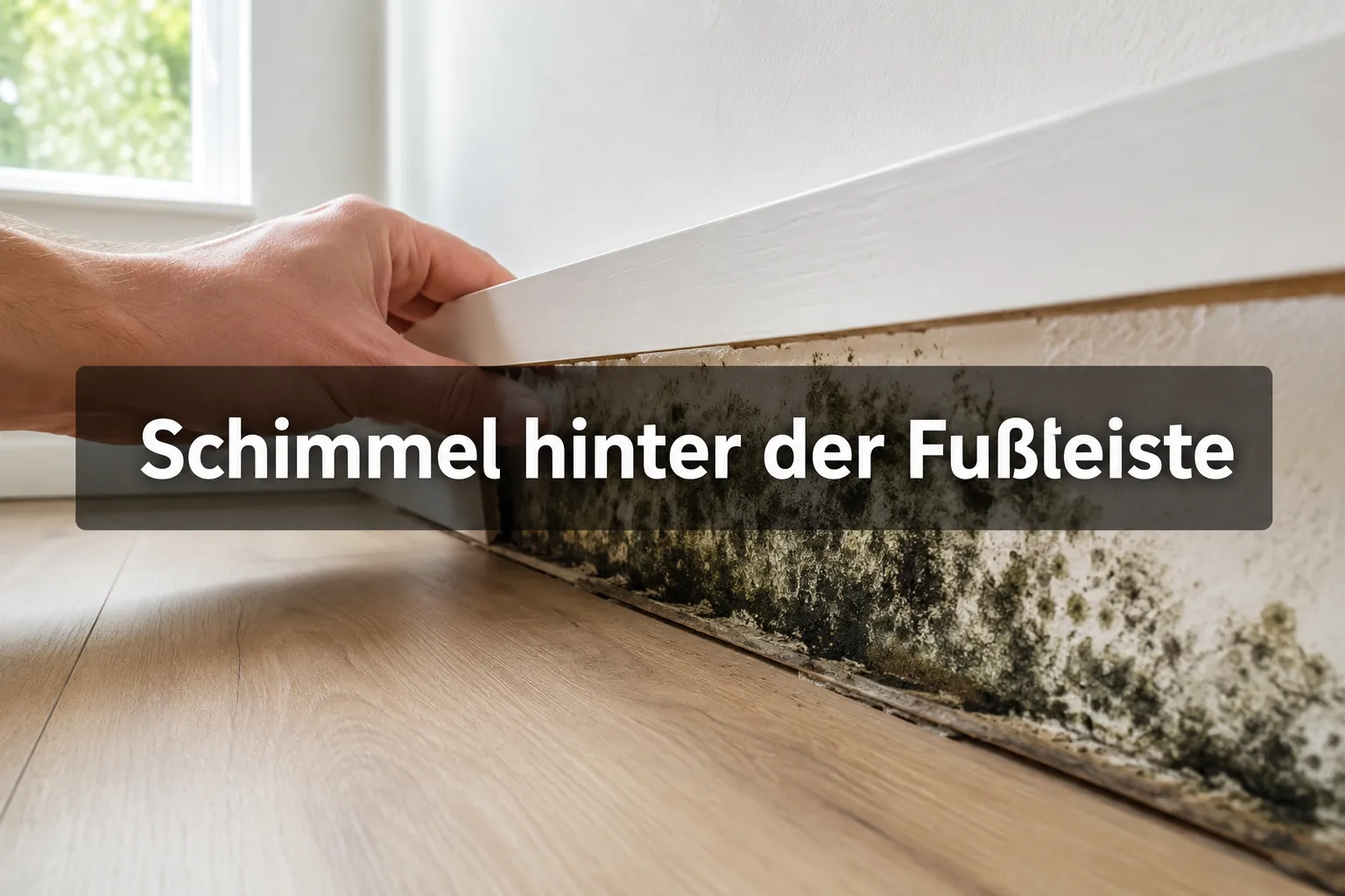 Schimmelbefall hinter der Fußleiste: So erkennst und sanierst du ihn selbst 1 Professional () hero image with (≤42 chars): 'Schimmel hinter der Fußleiste' in crisp white centered on a semi-transparent