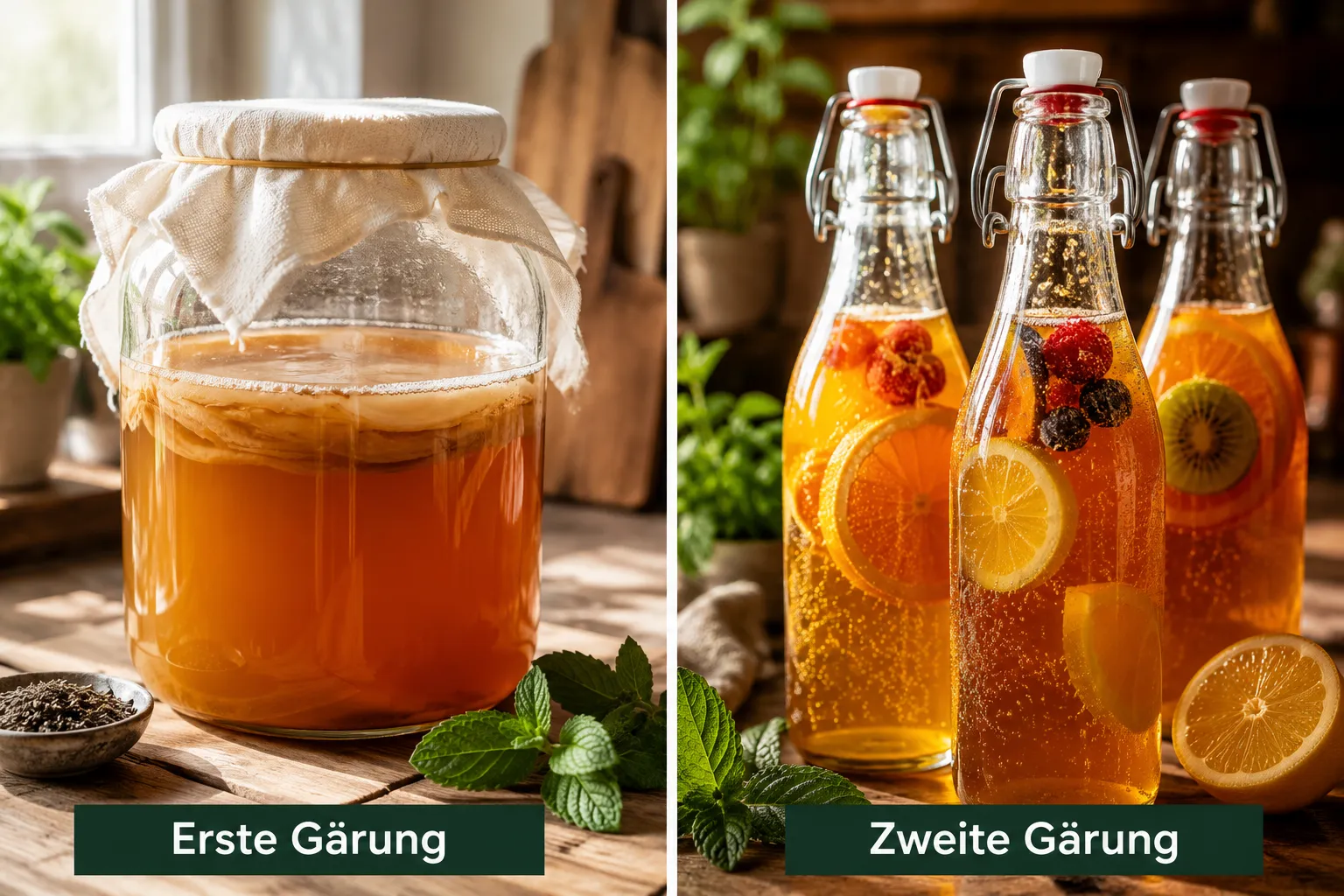Kombucha brauen: Schritt-für-Schritt-Anleitung von der Erst- bis Zweitfermentation 3 Was ist der Unterschied zwischen erster und zweiter Fermentation?