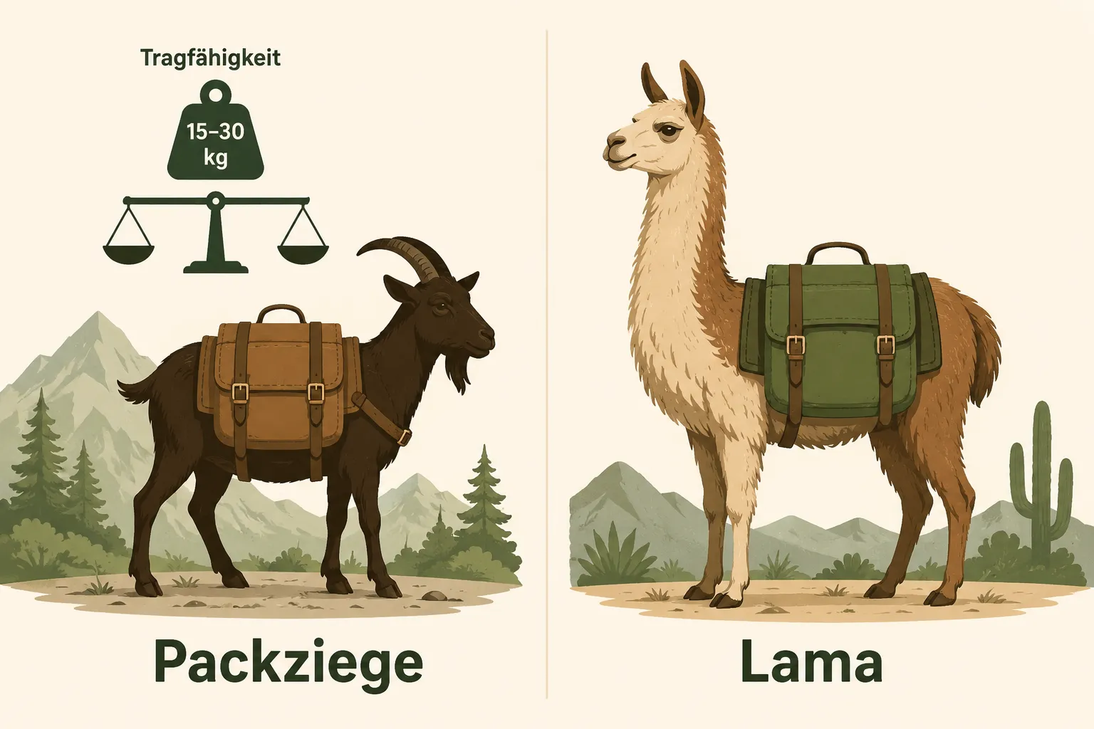 Was ist der Unterschied zwischen Packziegen-Trekking und Lama-Trekking?
