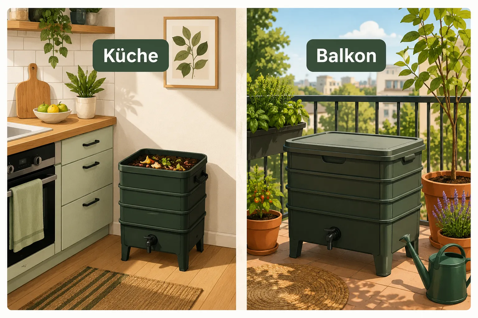 Wo stelle ich die Wurmkiste in der Küche hin, und ist Balkon oder Küche besser?