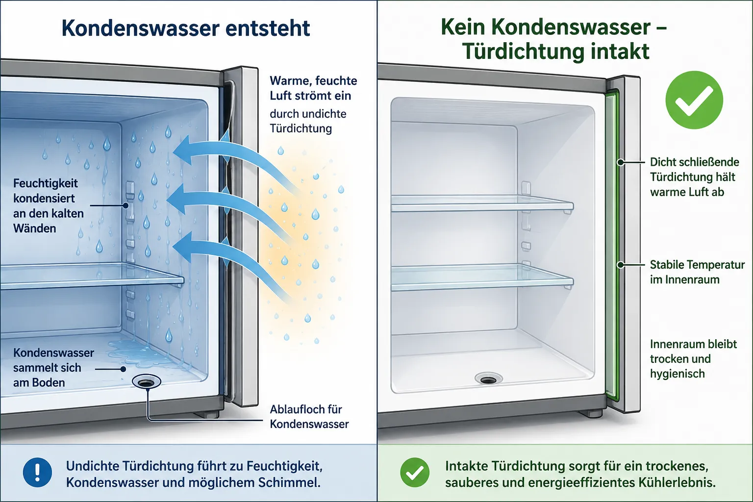Zu viel Kondenswasser im Kühlschrank, was tun?